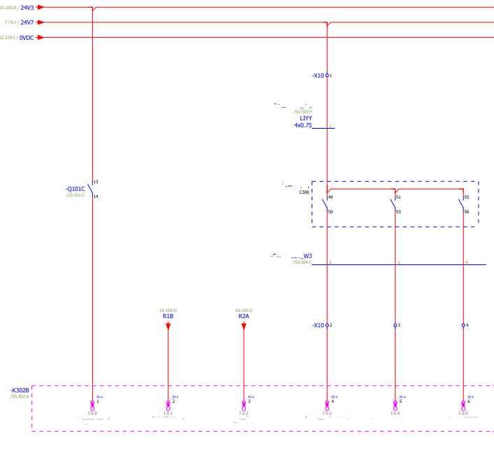 Schema van de in- en uitgangen van een filterinstallatie