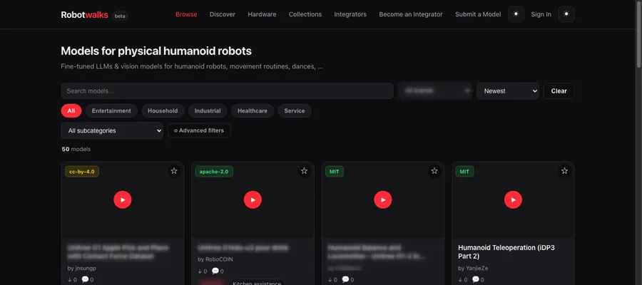 Vervaagde schermafdruk van het platform Robotwalks