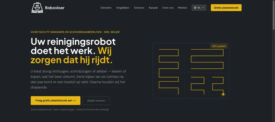 Schermafdruk van de website Robovloer