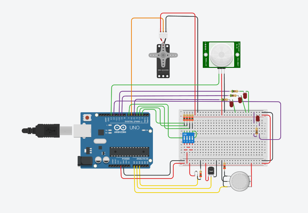 Testopstelling met sensoren op een microcontroller